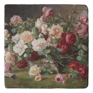 Vintage E. Hariel Rose Still Life     Trivet