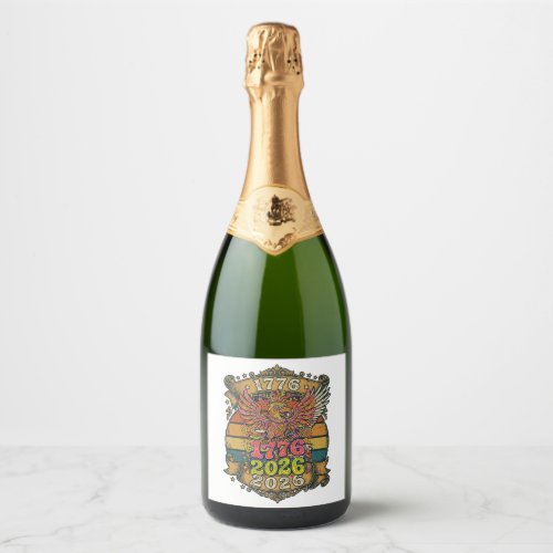 Vintage Eagle 1776 2026 Shirt Bubble Patriotic Sparkling Wine Label
