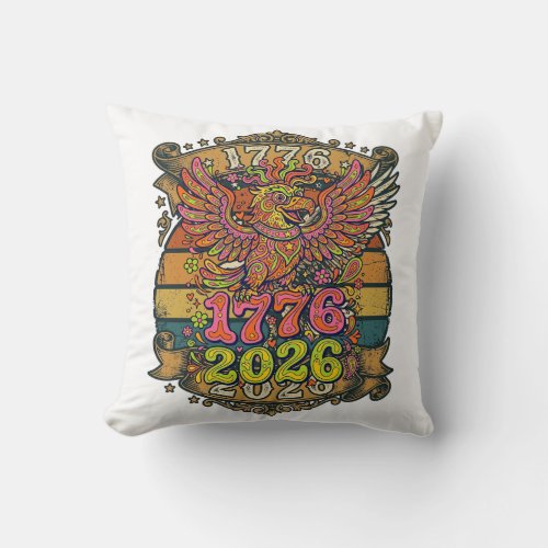Vintage Eagle 1776 2026 Shirt Bubble Patriotic Throw Pillow