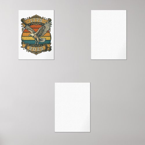 Vintage Eagle 1776 2026 Shirt Patriotic Retro Dist Wall Art Sets