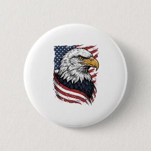 Vintage Eagle American Flag Patriotic Shirt Design Button