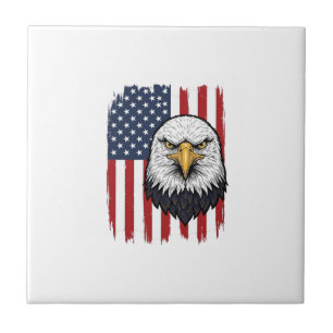 Vintage Eagle American Flag Patriotic Shirt Design Ceramic Tile