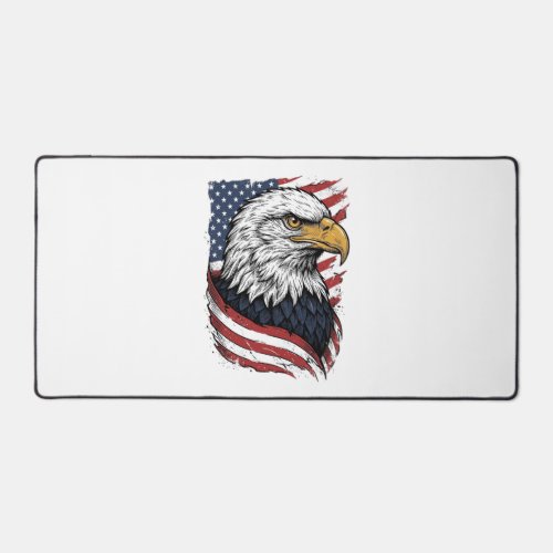 Vintage Eagle American Flag Patriotic Shirt Design Desk Mat