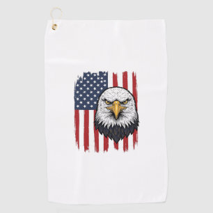 Vintage Eagle American Flag Patriotic Shirt Design Golf Towel