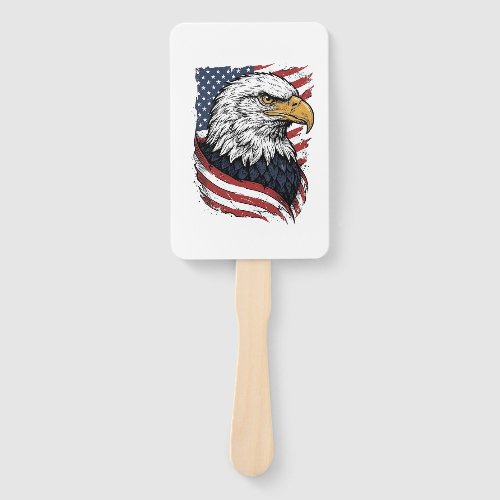 Vintage Eagle American Flag Patriotic Shirt Design Hand Fan
