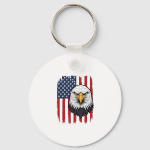 Vintage Eagle American Flag Patriotic Shirt Design Keychain