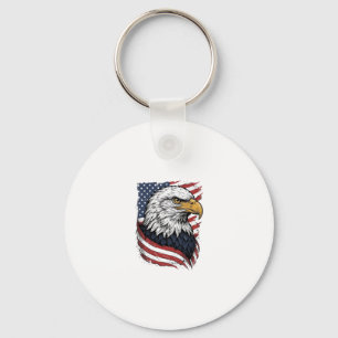 Vintage Eagle American Flag Patriotic Shirt Design Keychain