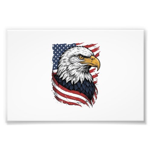 Vintage Eagle American Flag Patriotic Shirt Design Photo Print