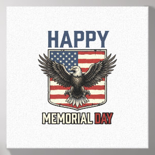 Vintage Eagle Memorial Day Patriotic Shirt Design_ Canvas Photo Tile