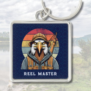 Vintage Eagle Retirement Gifts for Fisherman Dad Keychain