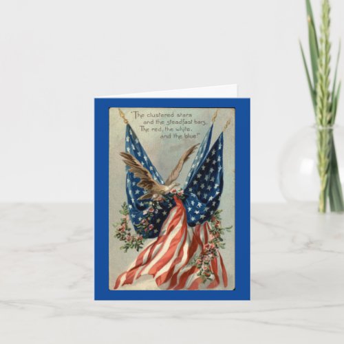 Vintage Eagle With Flag Card