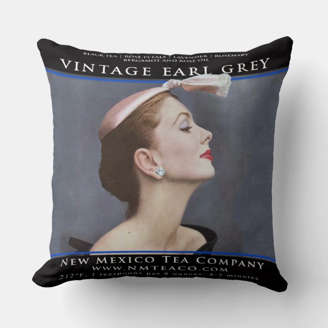 Vintage Earl Grey Pillow (Front)