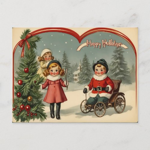 Vintage Early 1900s Christmas Happy Holidays  Holiday Postcard