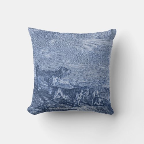 Vintage early Dachshunds Hunting Dog Scene Throw Pillow