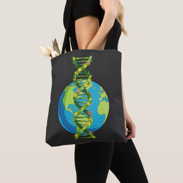 Vintage Earth Day DNA Nature Illustration Tote Bag (Close Up)