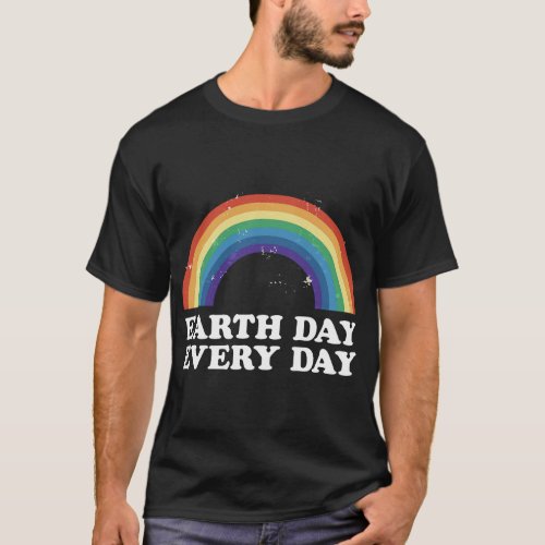 Vintage Earth Day Every Day Rainbow Grunge Save th T_Shirt
