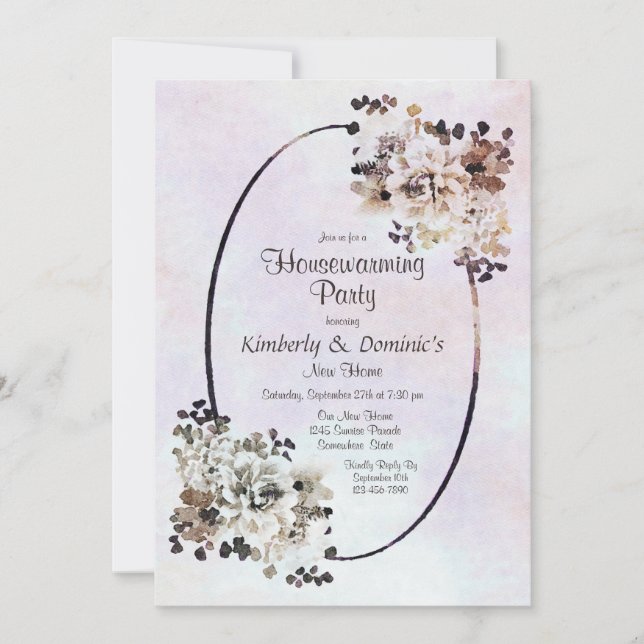 Vintage Earthy Floral Housewarming Party Invitation (Front)