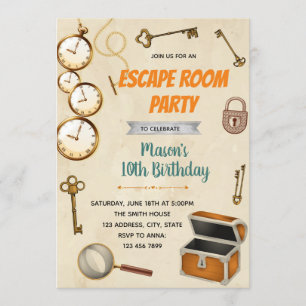 Vintage eascape room birthday invitation