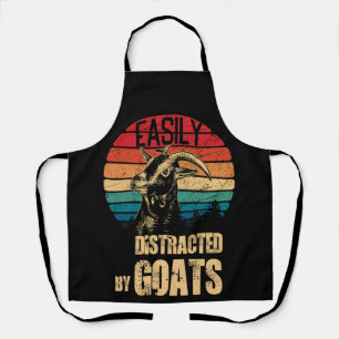 Vintage Easily Distracted By Goats Retro Vintage Apron