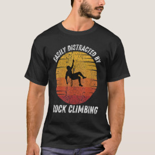 Vintage Easily Distracted By Rock Climbing Retro T-Shirt