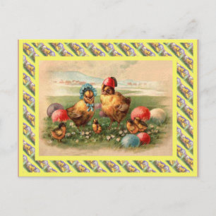 Vintage Easter, 1930s, Hen and chicks Holiday Postcard