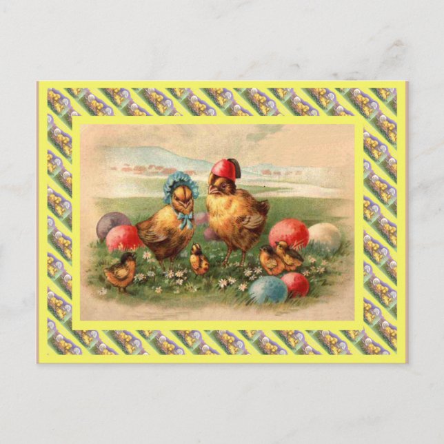 Vintage Easter, 1930s, Hen and chicks Holiday Postcard (Front)