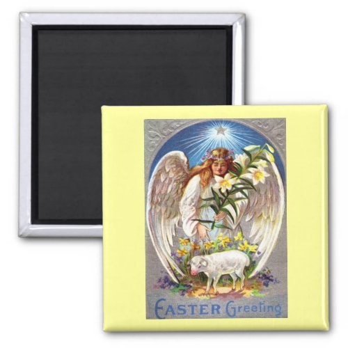 Vintage Easter Angel and Lamb Magnet