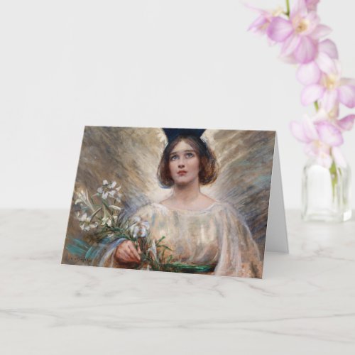 Vintage Easter Angel and White Lilies Card