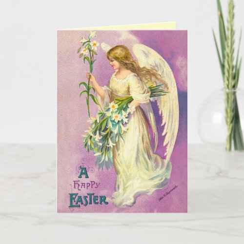 Vintage Easter Angel Blessings Card