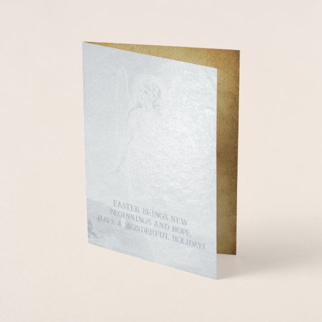 Vintage Easter Angel Greetings Foil Card (Front)