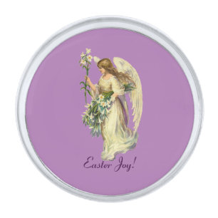 Vintage Easter Angel Silver Finish Lapel Pin