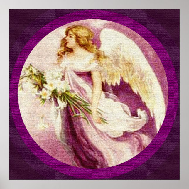 Vintage Easter Angel Texture Poster (Front)