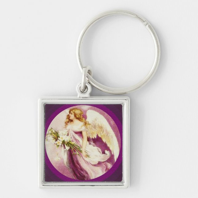 Vintage Easter Angel Textured Keychain (Front)