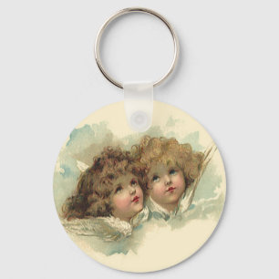 Vintage Easter, Angelic Angels Clouds in Heaven Keychain