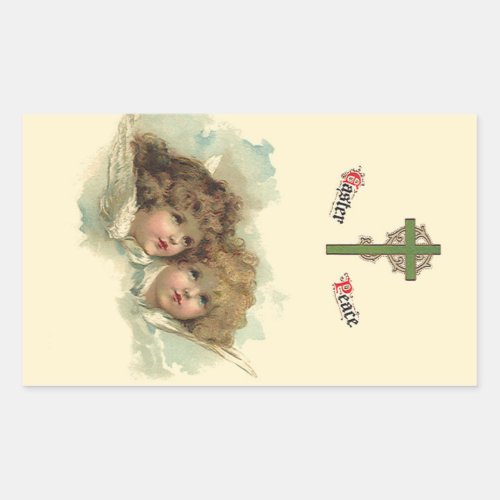 Vintage Easter Angelic Angels Clouds in Heaven Rectangular Sticker