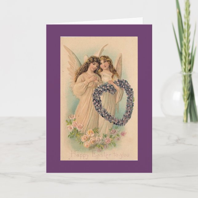 Vintage Easter Angels Greeting Card (Front)