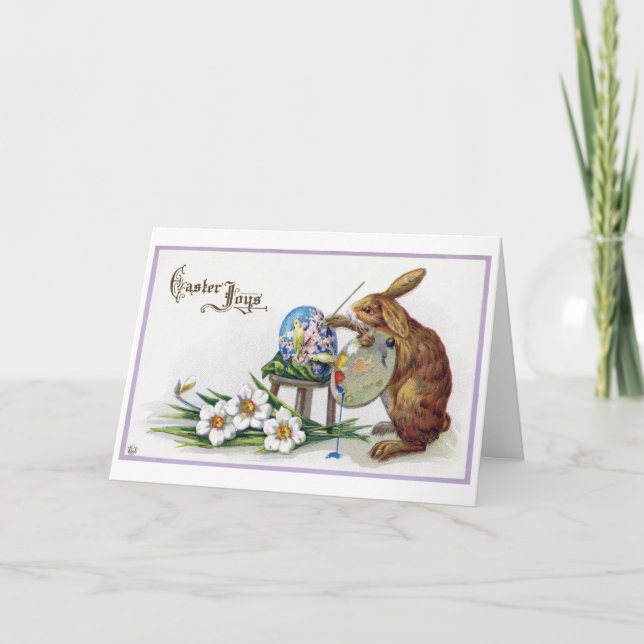 Vintage Easter Artist Bunny Card (Front)