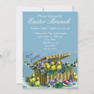 Vintage Easter Basket Family Brunch  Invitation