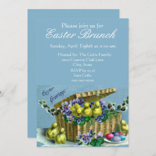Vintage Easter Basket Family Brunch Invitation