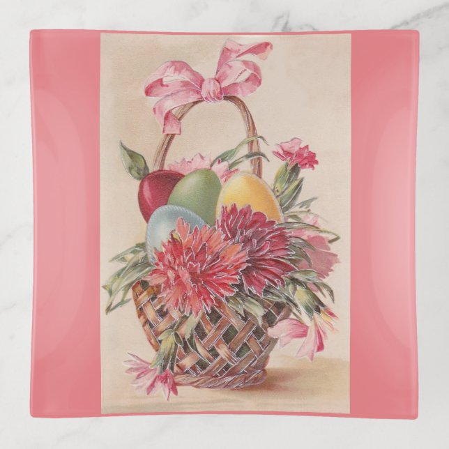 Vintage Easter Basket Trinket Tray (Front)