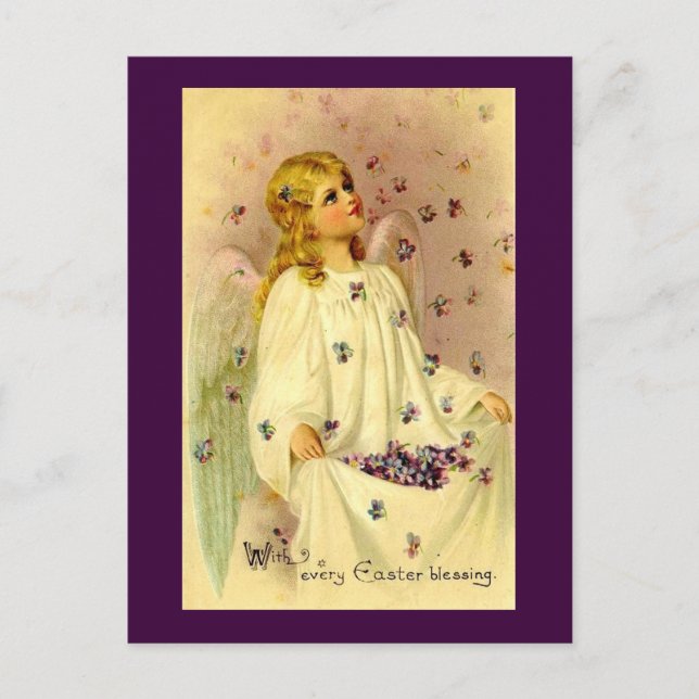 Vintage Easter Blessings Holiday Postcard (Front)