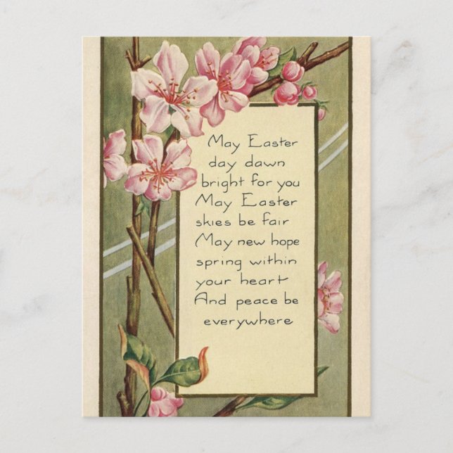 Vintage Easter Blossoms Greeting Postcard (Front)