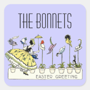 Vintage Easter Bonnet Shopper Square Sticker