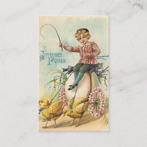 Vintage Easter Boy and Chick Greeting Business Card