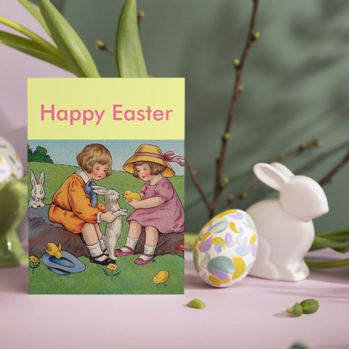 Vintage Easter Boy and Girl Holiday Card