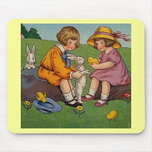 Vintage Easter Boy and Girl Mouse Pad (Front)
