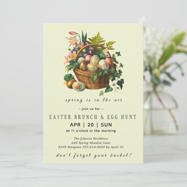  Vintage Easter Brunch Invitation Flat Card (Standing Front)