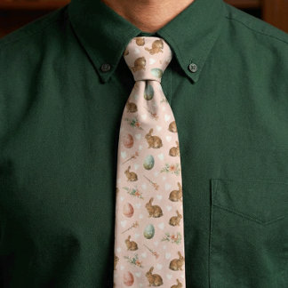 Vintage Easter Bunnies and Easter Eggs Cute Pastel Neck Tie