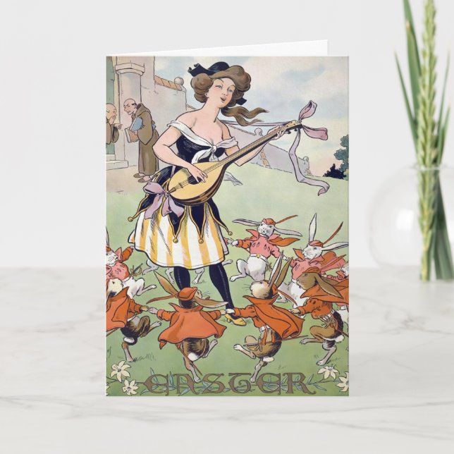 Vintage Easter Bunnies Card (Front)