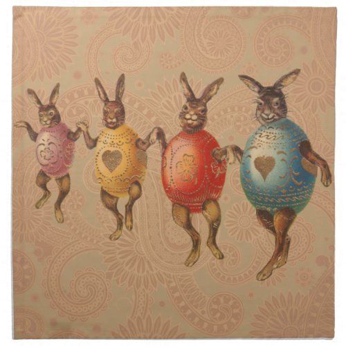 Vintage Easter Bunnies Dancing with Egg Costumes Cloth Napkin